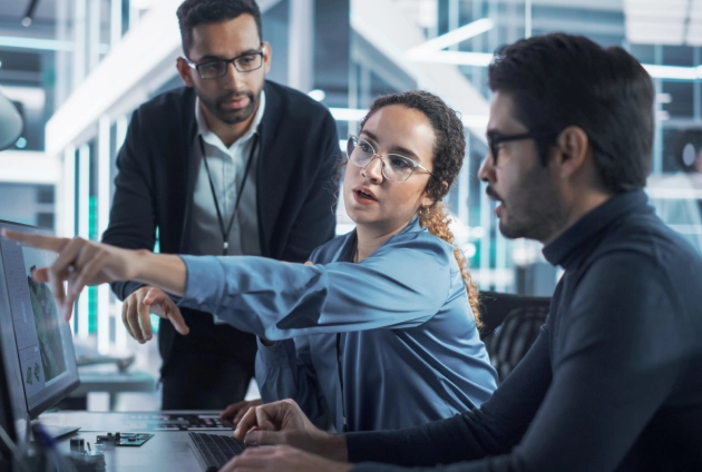 multiethnic corporate team collaborating office