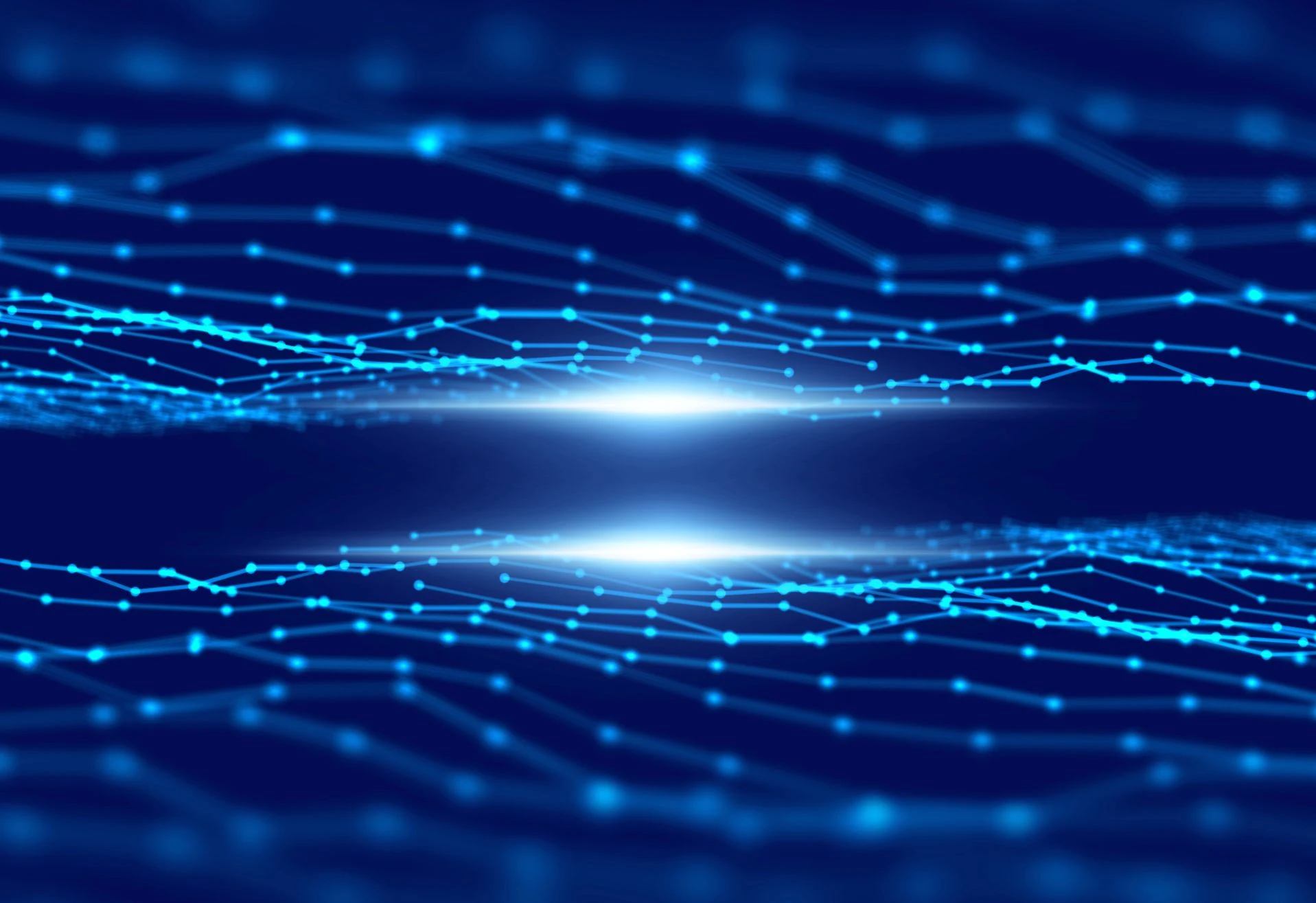 Digital network visualization representing the interconnected steps of a technology implementation plan