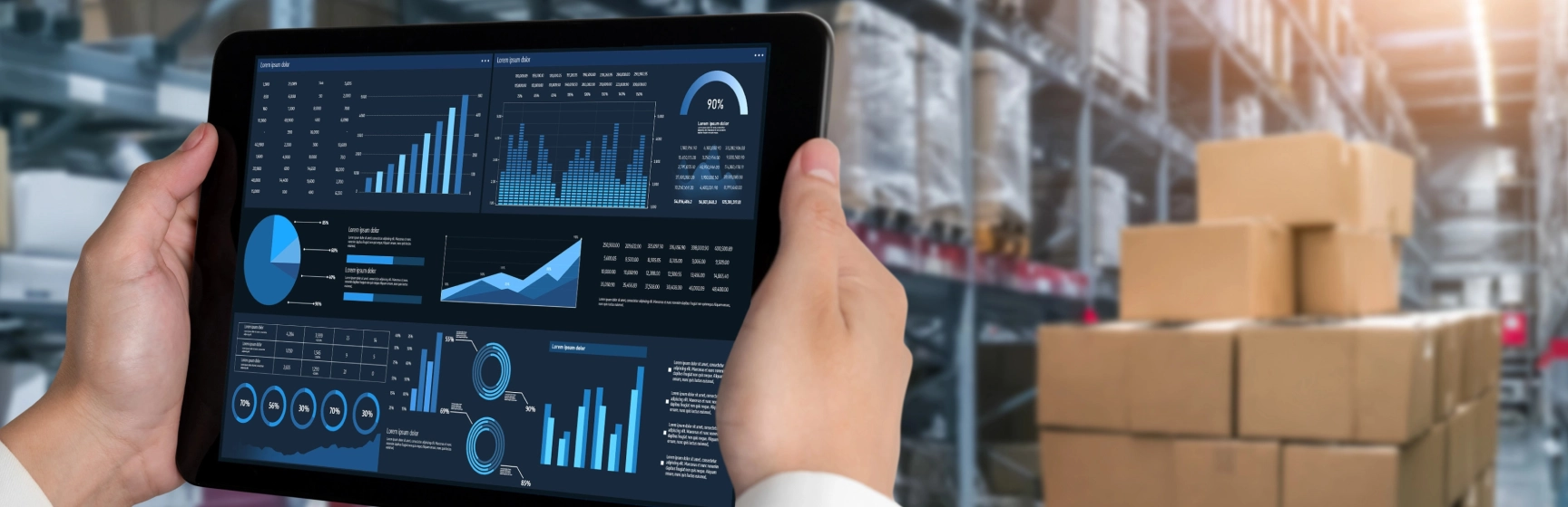 Data analytics dashboard representing supply chain risk management consulting for mid-sized businesses