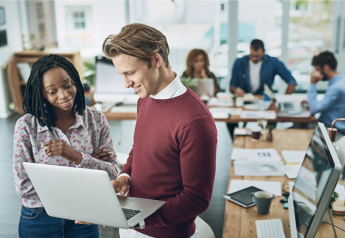 Employee and manager in two-way feedback and career growth conversation