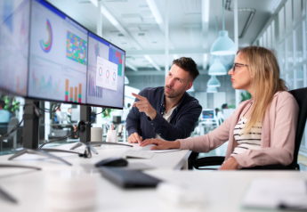 L&D leader reviewing training performance data and business impact metrics
