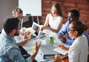 cross-functional team discussing document management process, SOPs, and compliance scope