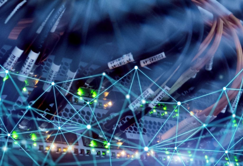 Digital network diagram representing the root causes of erp implementation failure in mid-sized businesses